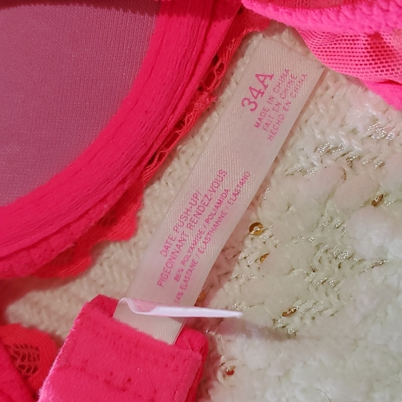 Victoria Secret/Pink Push-up Bra 34A Neon Pink (Lace) - Picture 6 of 7